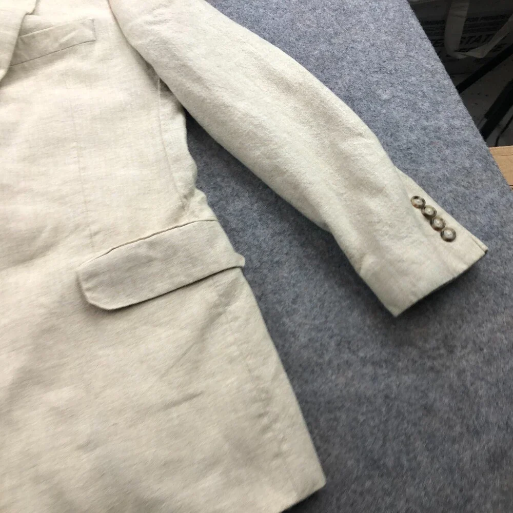 Jos A Bank Blazer Mens 40R US Beige 2 Button Linen Wool Double Vent
